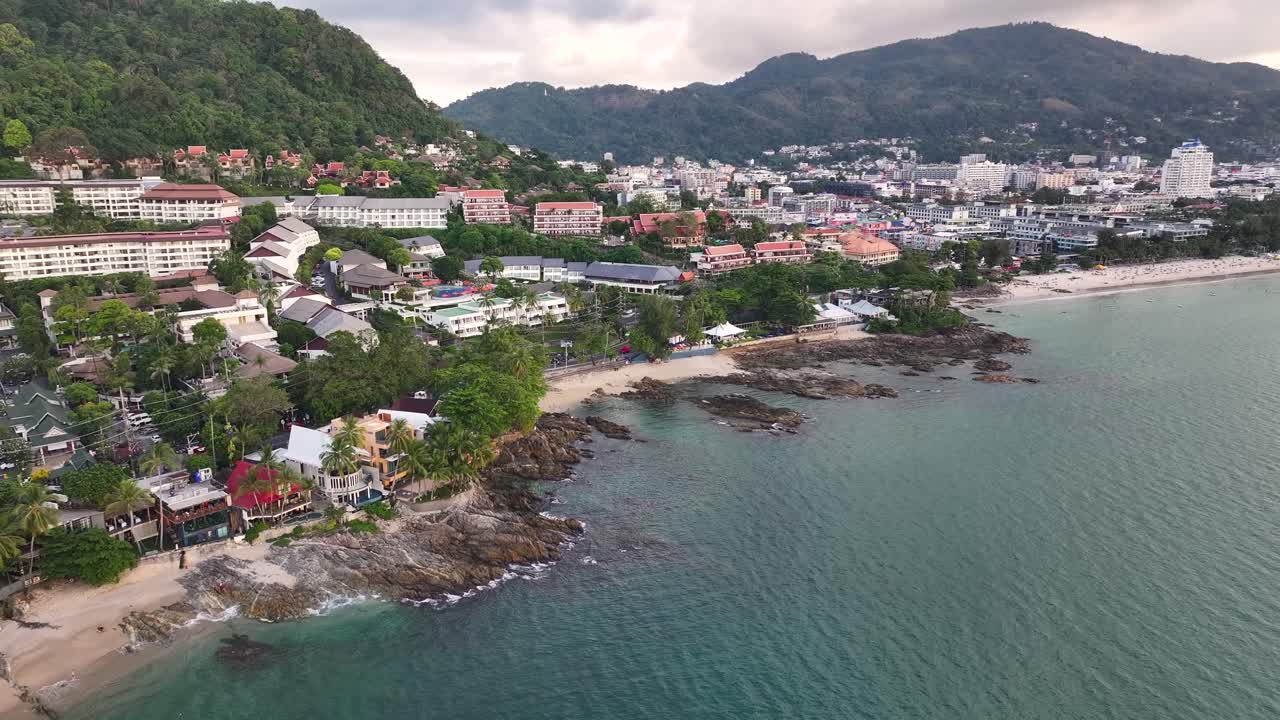 Beach Resort Town Of Pa Tong In Phuket Island, Thailand, Southeast Asia. Aerial Drone Shot