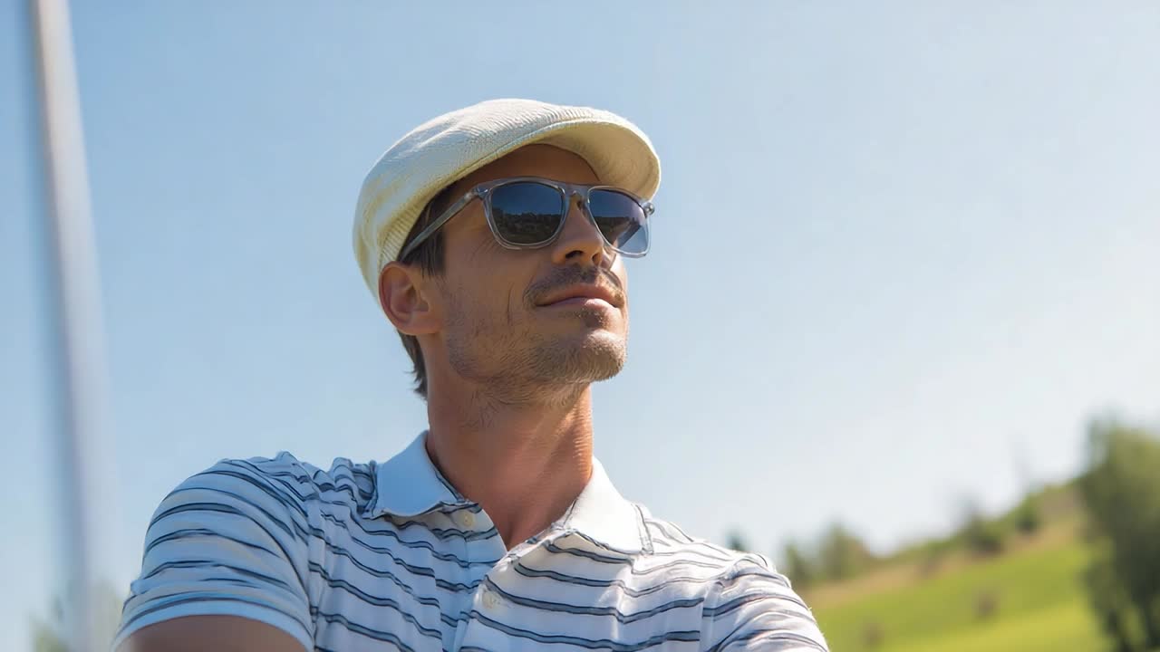 Golf player enjoying a sunny day on the green course