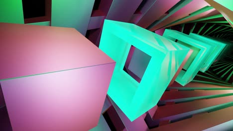 abstract 3d tunnel with glowing cubes