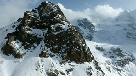 pan-up drone video of the diavolezza glacier in switzerland