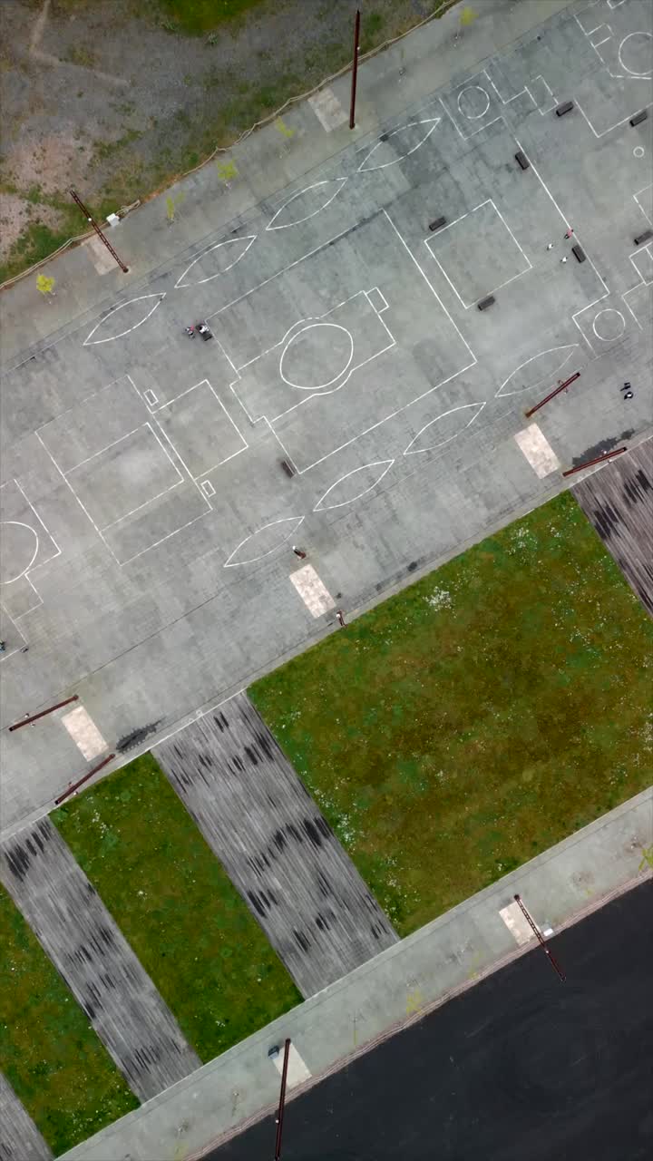 Overhead social ratio aerial video of Titanic Belfast and Dry Docks in Northern Ireland, UK. Produced in 1080x1920, 60FPS and with Rec709 color