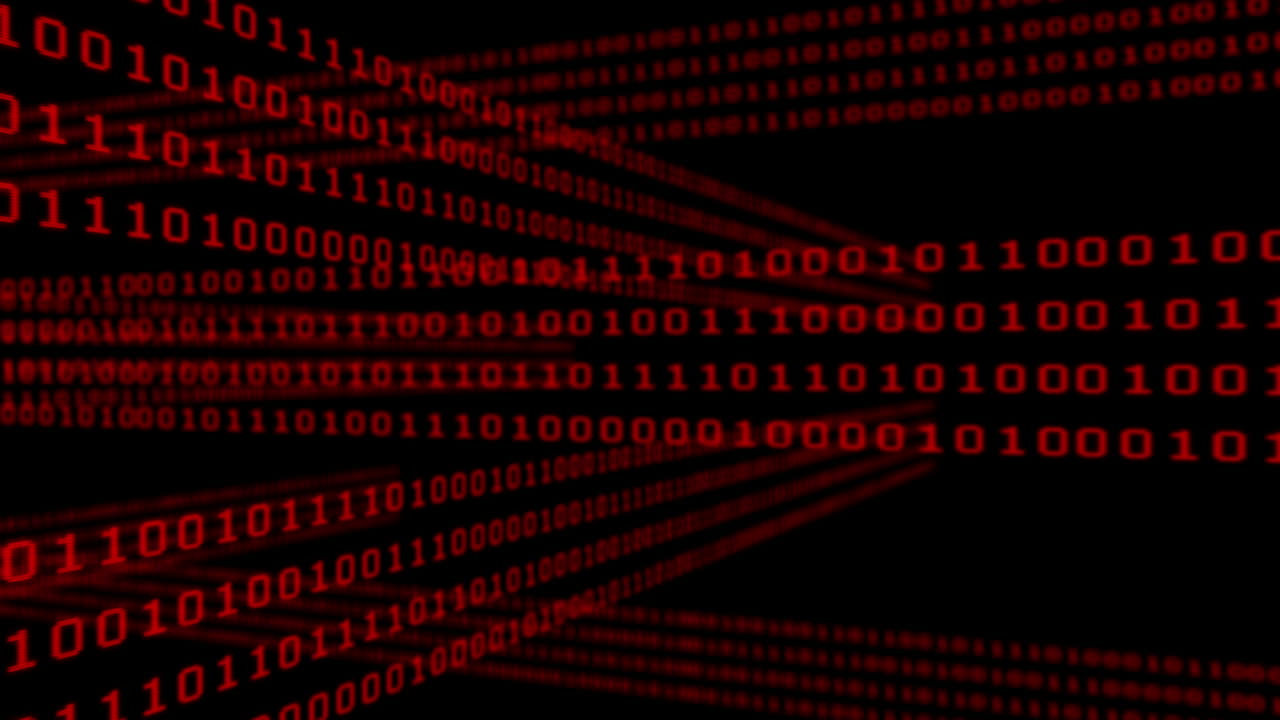 Binary code grid on dark background