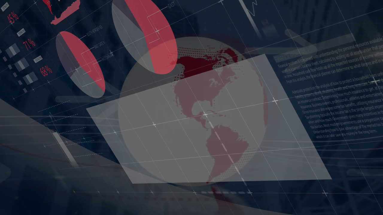 어두운 배경에서 금융 데이터 처리의 애니메이션