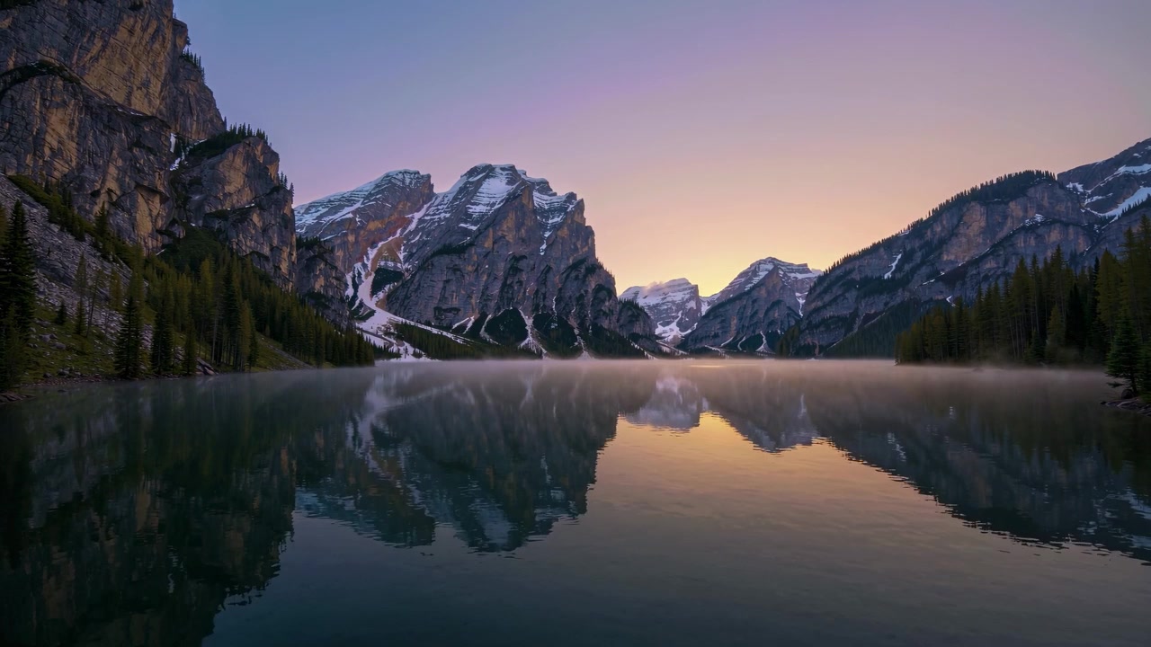 Serene Morning View of Lago di Braies with Reflection