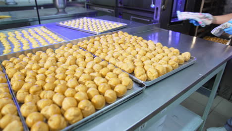 commercial bakery production of profiteroles