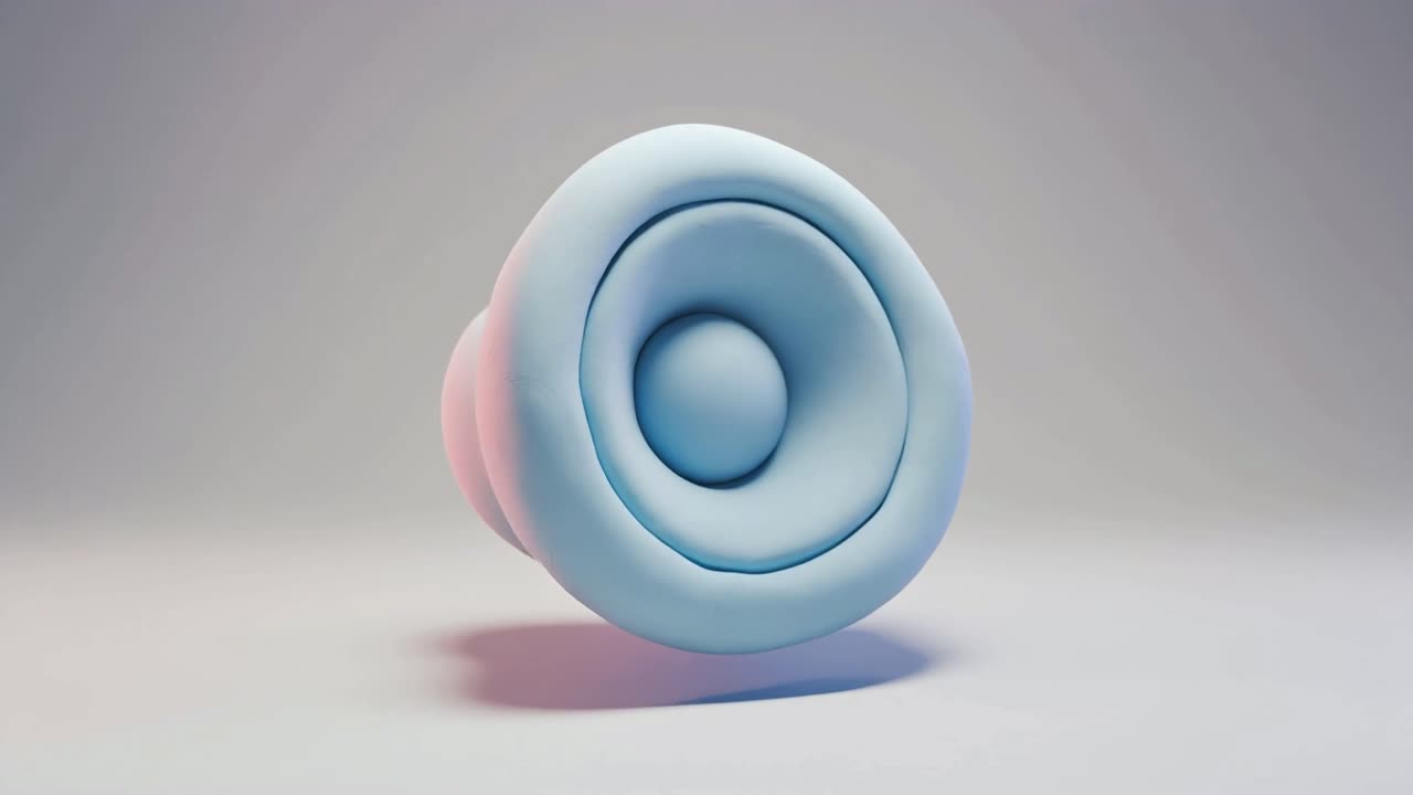 Soft 3D Speaker Icon Rotating on a Clean Background