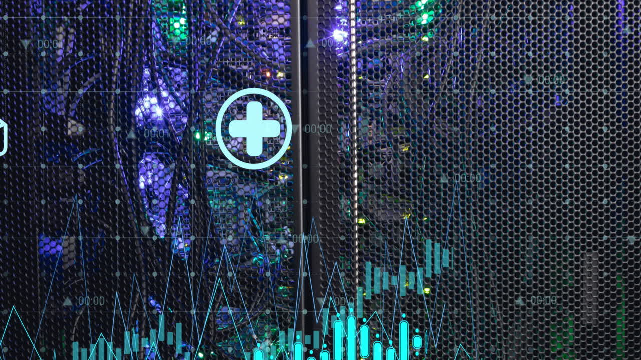 animación del procesamiento de datos a través de un servidor informático