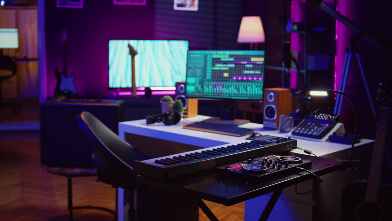 Empty home studio used for recording and mixing music