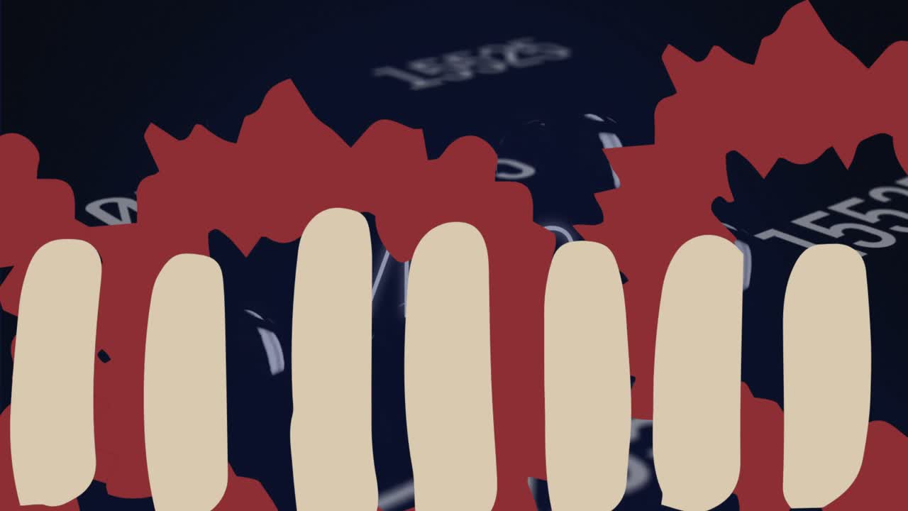 여러 번 바뀌는 숫자와 여러 개의 미국 달러 소셜 미디어 아이콘이 회색 등에 떠다니고 있습니다.