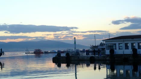 ferry approaching the ship pier in the afternoon