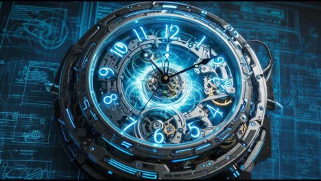 reloj mecánico futurista