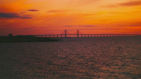 oresunds bridge in denmark sunrise