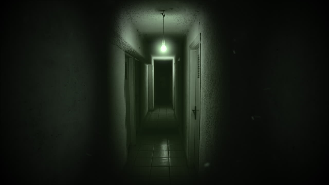 Mystical horror background with dark hall of room abstract backdrop