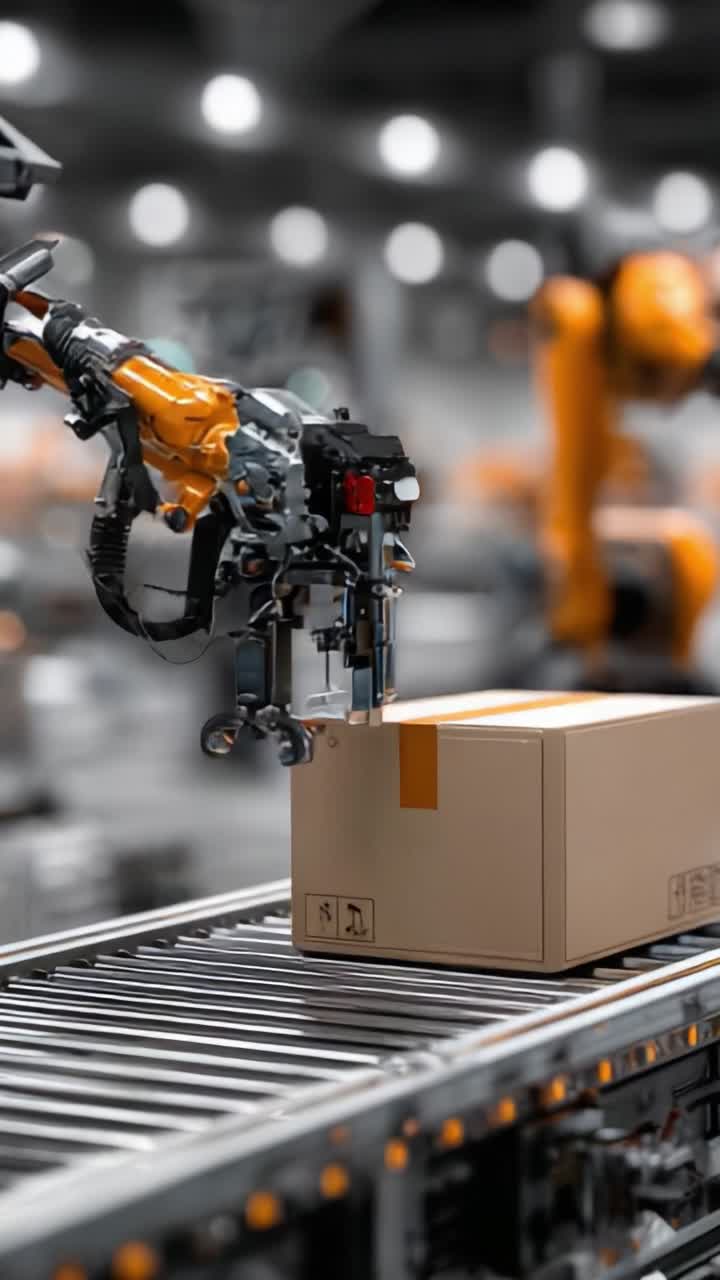 Automated Robotics on Assembly Line: Precision Handling of Packages by Advanced Machines in a Modern Warehouse Environment