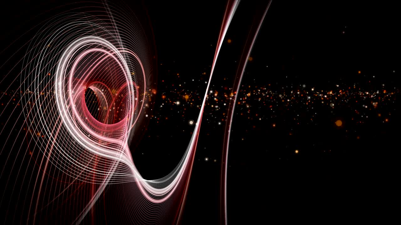 줄무 물체와 반이는 입자가 느린 동작에서 미래의 애니메이션, 4096x2304 루프 4k