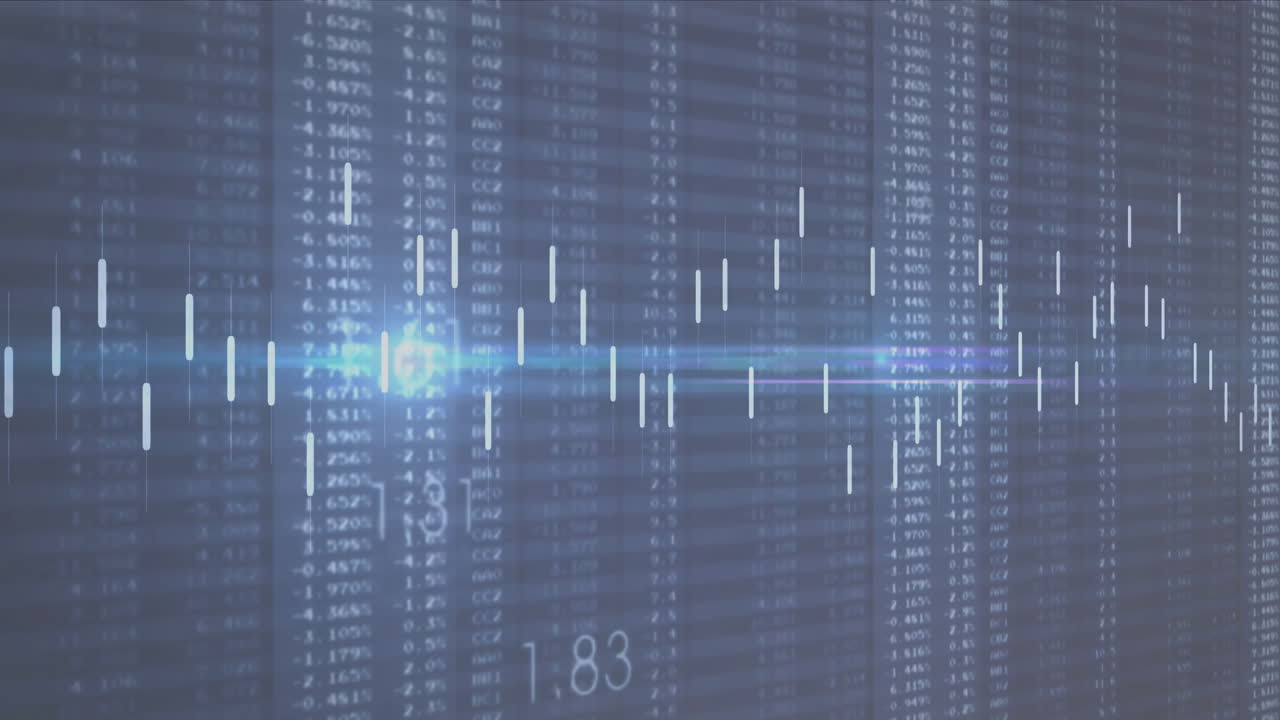 Animation of data processing over dark background