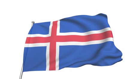 flag of iceland in the wind (alpha channel, semi-transparent, loopable)