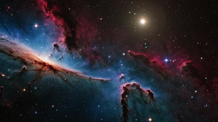 Cosmo colorato con nebulosa e galassia 4K