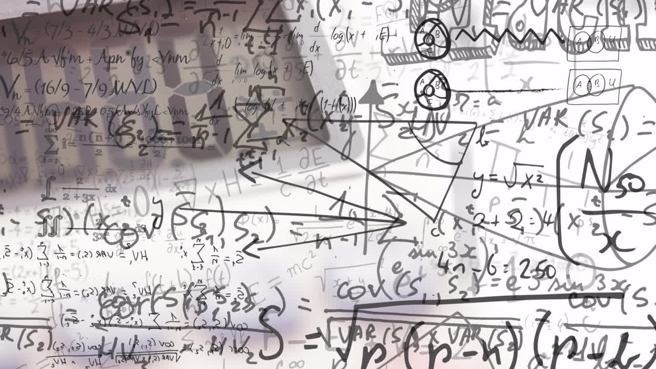 ⁇  배경에서 움직이는 수학 방정식의 애니메이션