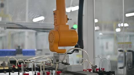 hand robot stop working on machine conveyer line in factory