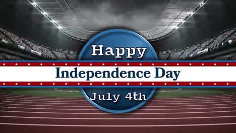 animation of independence day text over sports stadium