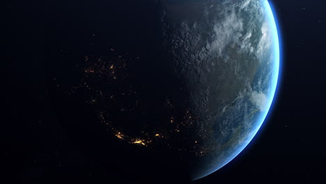 a slow rotation of the earth, as it moves from day to night