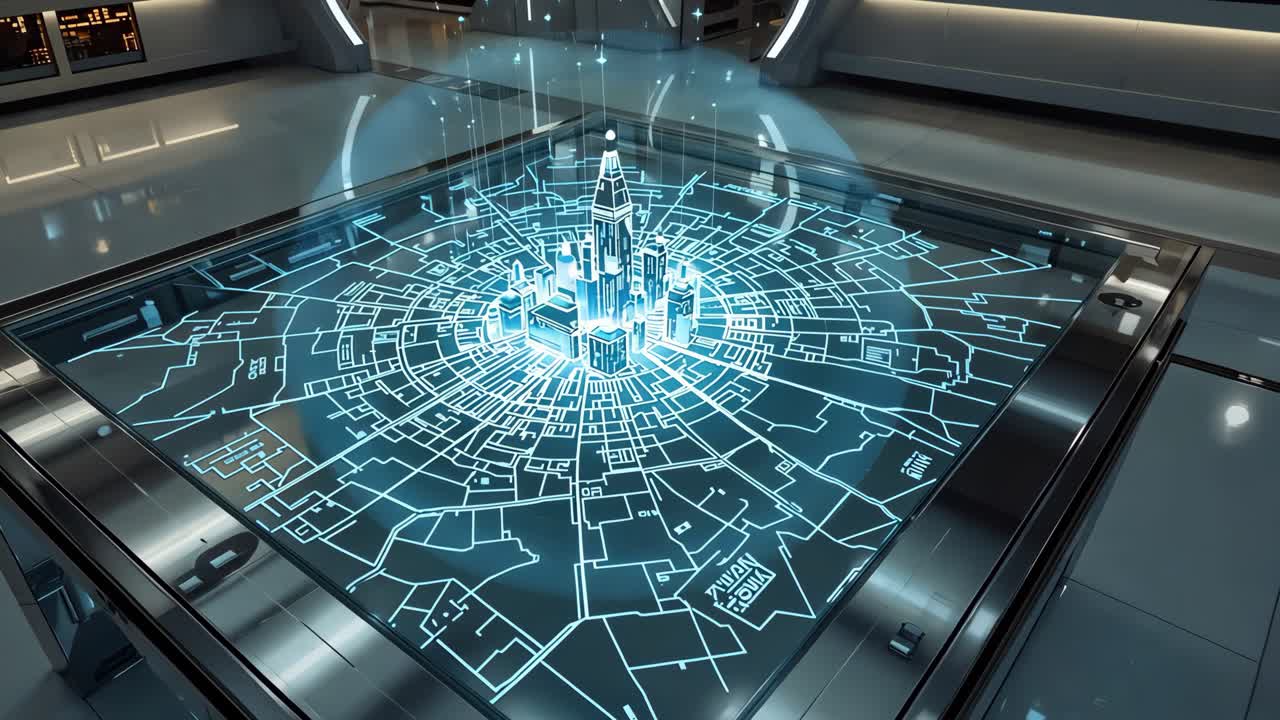 Futuristic City Map Hologram