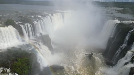 4k aerial of iguazú falls between argentina and brazil