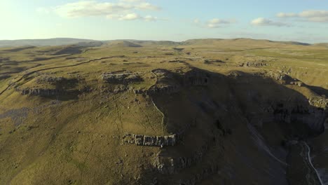 gordale scar near malham at yorkshire dales national park aerial drone shot