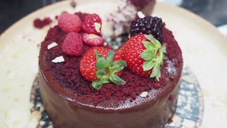 delicious red velvet cake with berries