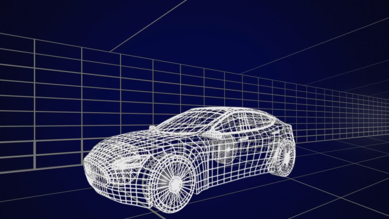 자동차 4k의 3d 기술 도면