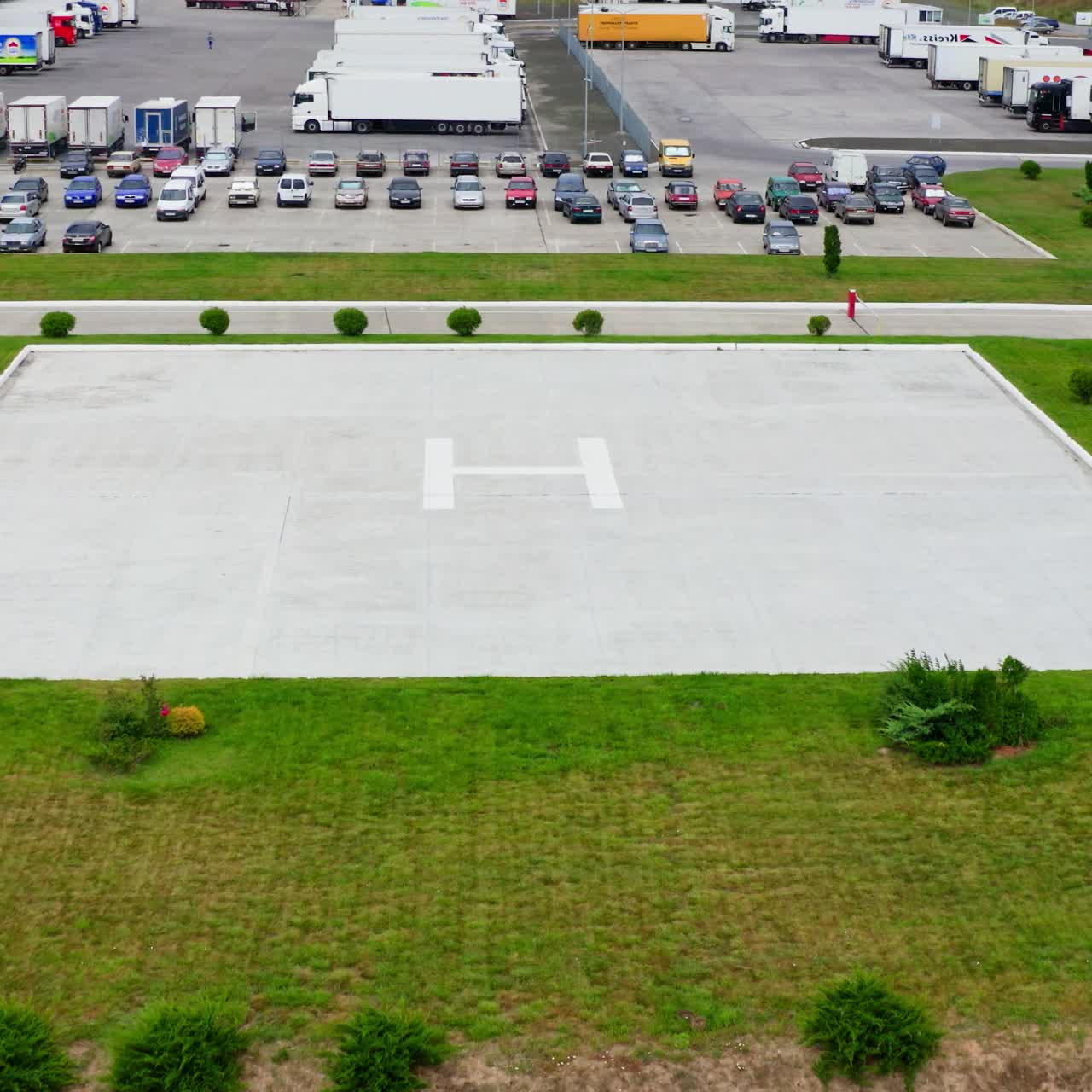 Aerial footage of a large industrial complex. Industrial zone on suburb