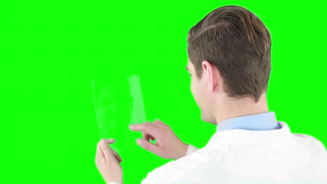 doctor using futuristic tablet
