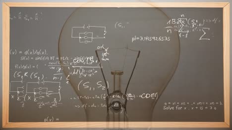 animation of light bulb and scientific formule data processing