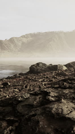 alien planet landscape: a desolate rocky desert