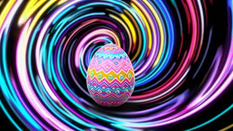 huevo de pascua colorido en un fondo abstracto giratorio