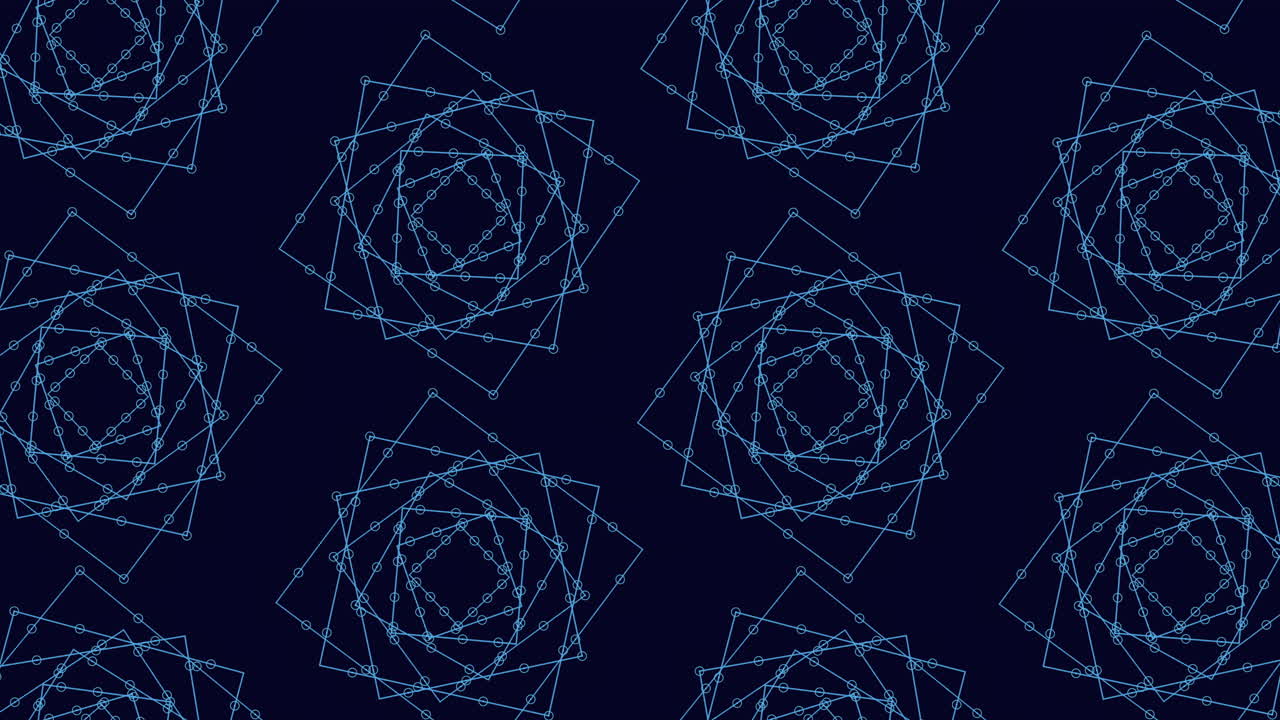 검은 공간에 점이 있는 모션 미래형 사각형