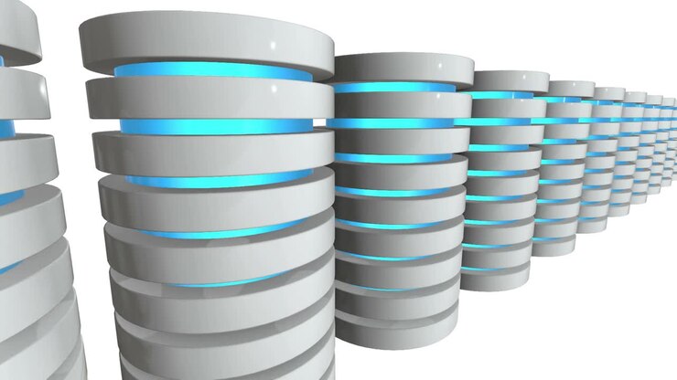 Futuristic server hard disk and database block or battery cell. Web Hosting or cloud computing concept.