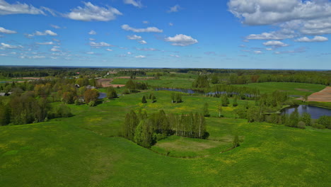 Una-Vista-Panorámica-De-Un-Paisaje-Exuberante,-Con-Extensos-Bosques-Y-Prados