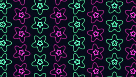 Flat-colorful-stars-pattern-in-rows-on-black-gradient