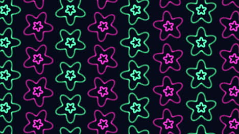 flat colorful stars pattern in rows on black gradient