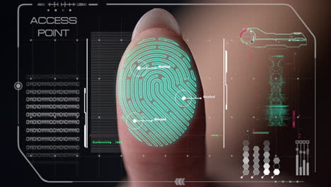 closeup fingerprint futuristic scanner launching system successful verification