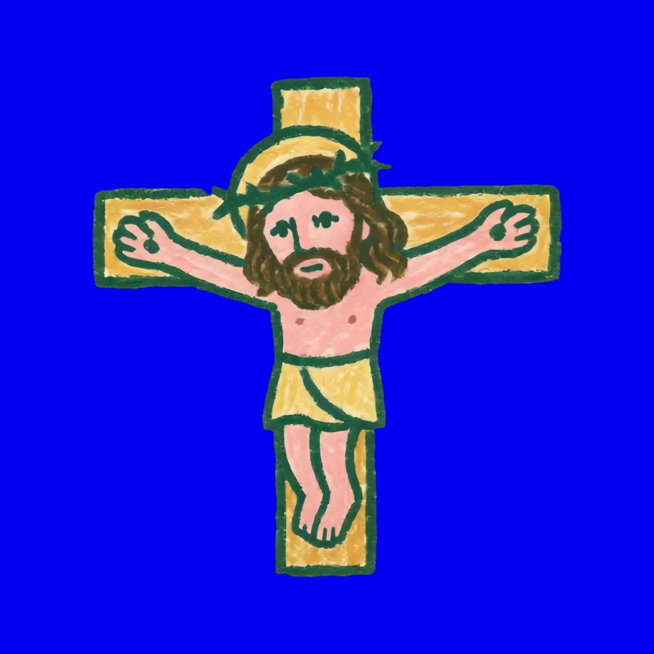 Illustration of Jesus on cross animation, transparent 4K video, green screen
