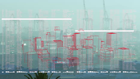 animación de dibujos de paisajes urbanos en 3d y procesamiento de datos sobre la ciudad