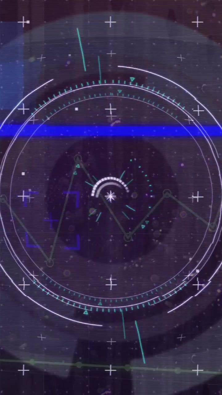 Animation of scope scanning and data processing over black background