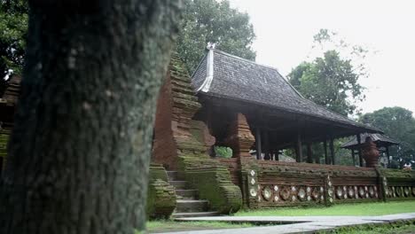 wooden pavilion architecture of the inner court of ancient old palace of keraton kasepuhan cirebon, west java, indonesia-1