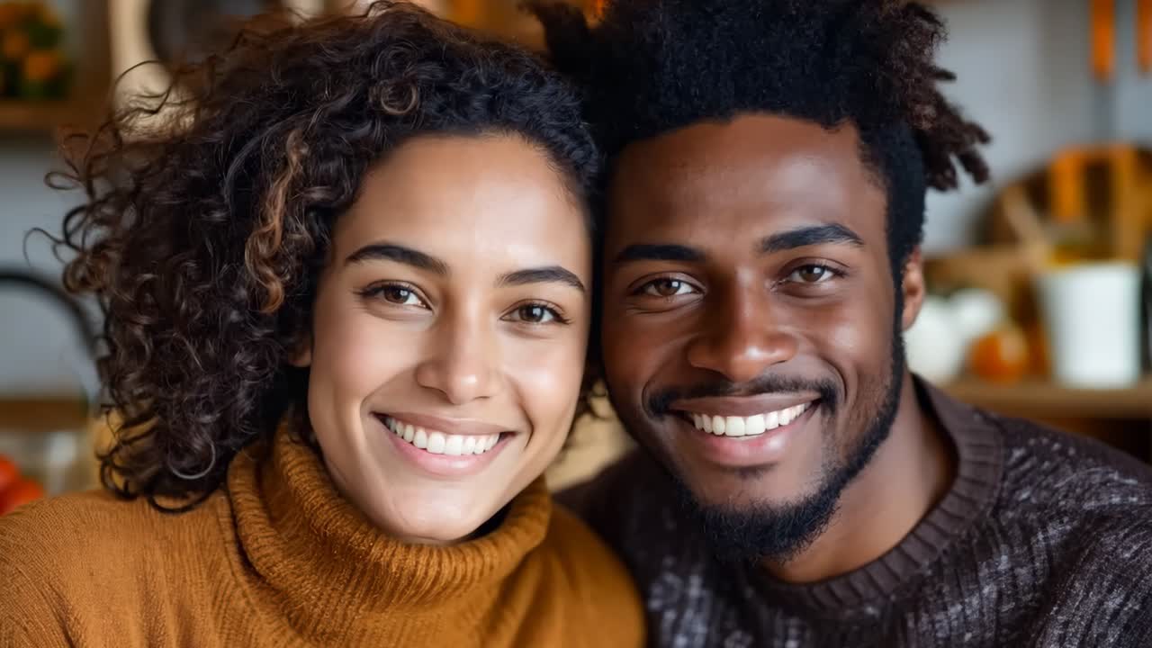 un hombre y una mujer sonriendo a la cámara