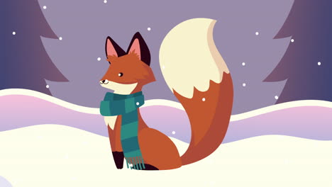 cute little fox with christmas scarf