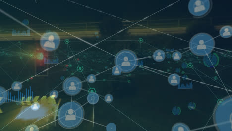 Animation-of-network-of-connections-with-data-processing