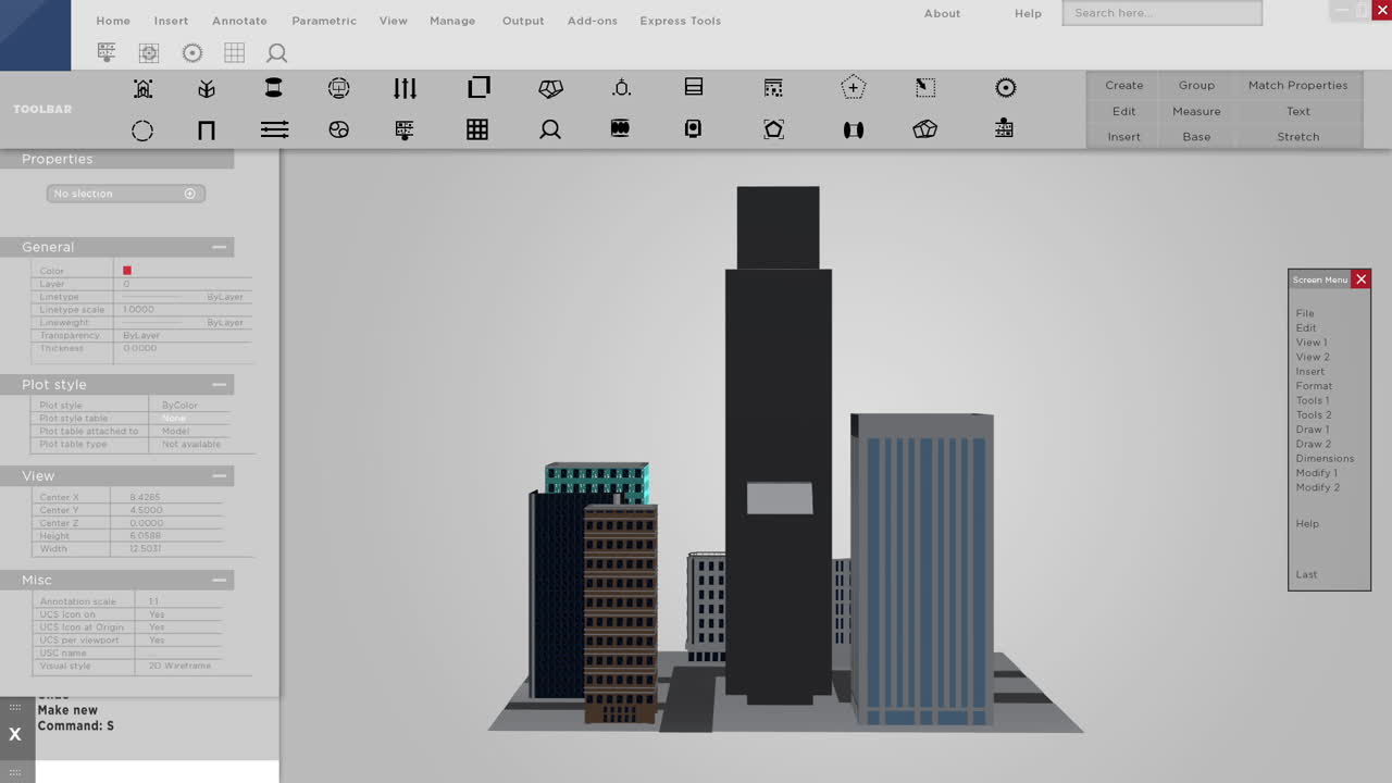 Modello CAD 3D di edifici urbani